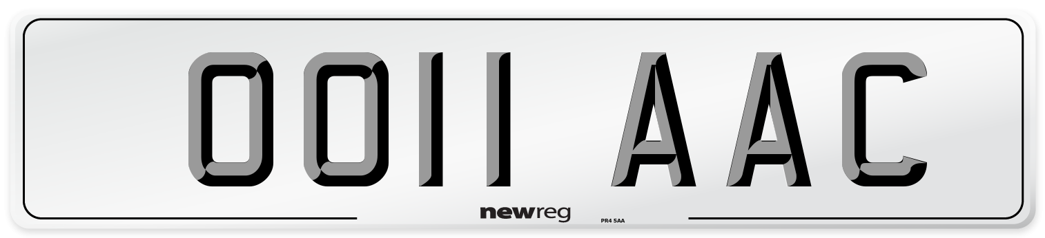 OO11 AAC Number Plate from New Reg